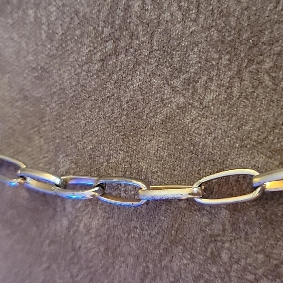 INC 1990s Silvertone Concentric Ovals Circles Link Statement Necklace - Picture 6 of 7